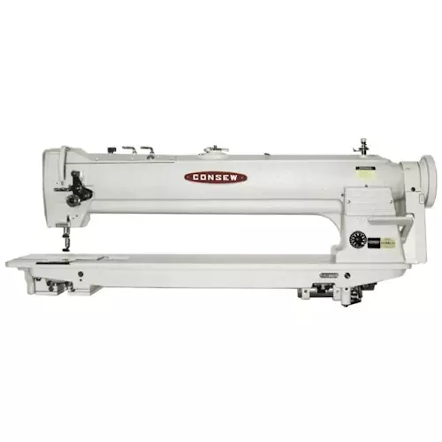 Consew 339RBL-25 Two Needle Walking Foot Long Arm Industrial Sewing Machine With Table and Servo Motor